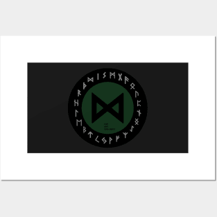 Green Dagaz Elder Futhark  | Viking Rune Symbol Posters and Art